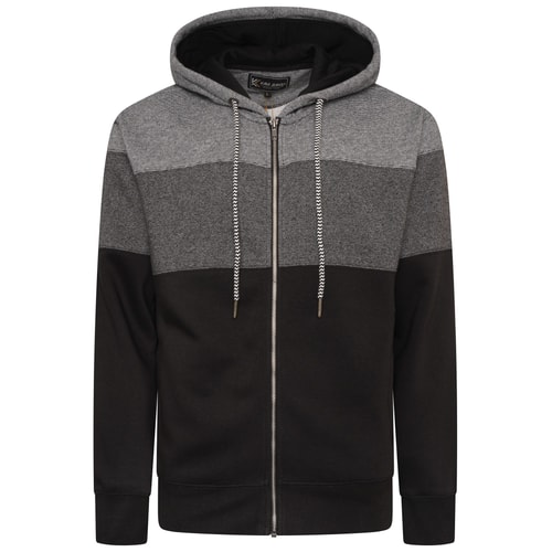 KAM – Kapuzenpullover mit meliertem Farbblockdesign in Schwarz